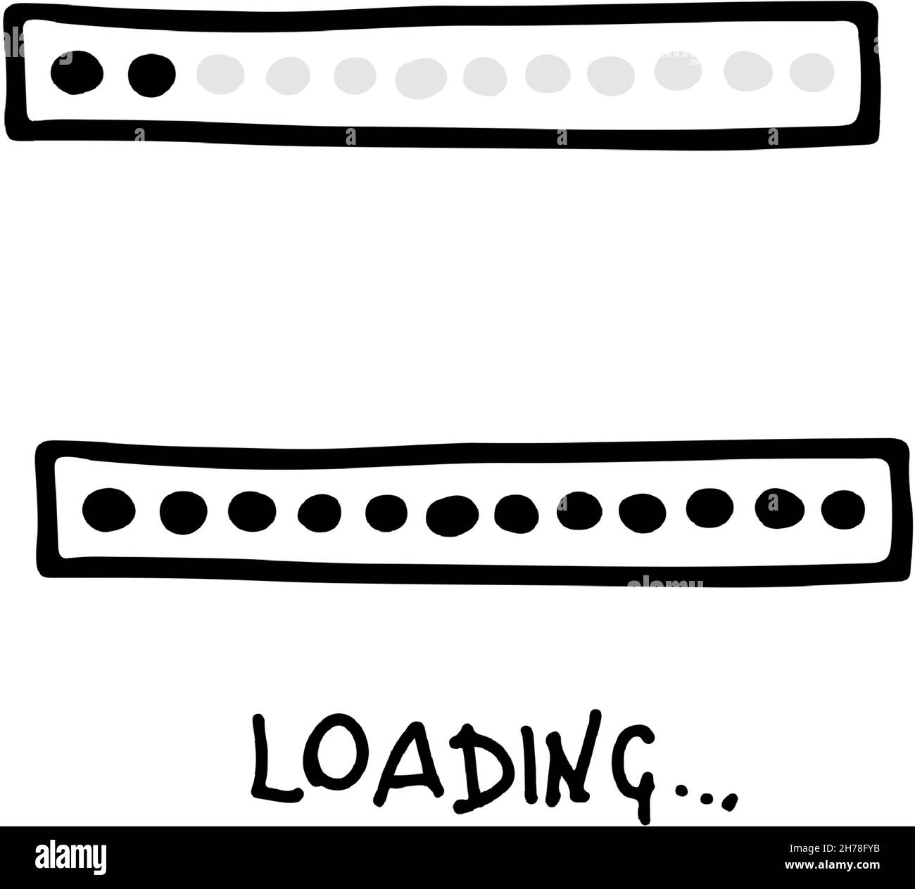 Symbol für das Laden von Balken-Doodle. Fortschrittsanzeige beim Laden. Handgezeichnete Skizze. Vektorgrafik auf weißem Hintergrund. Stock Vektor