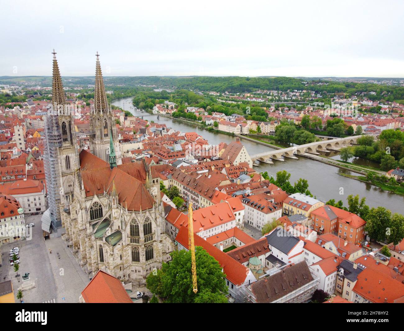 Regensburg, Deutschland: Panorama-Stadtbild mit Regensburger Dom Stockfoto