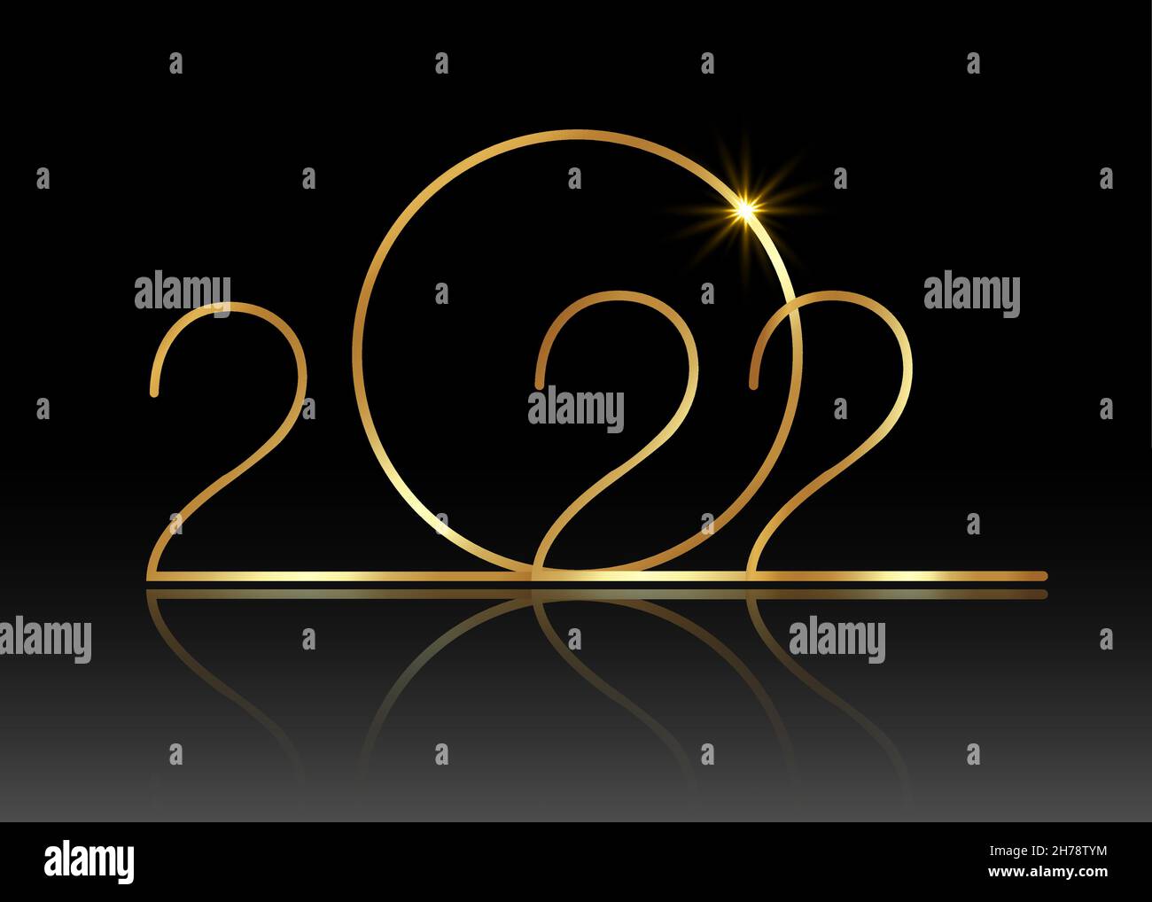 2022 Frohes Neues Jahr mit Gold-Textur, moderner Hintergrund, Vektor isoliert oder schwarz Hintergrund, Elemente für Kalender und Grußkarte oder Weihnachten Stock Vektor