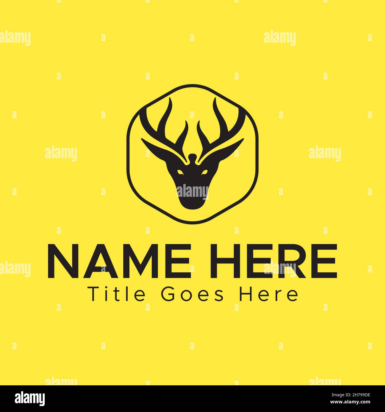 Minimalistisches Hirschlogo. Schwarzes Hexagon Abstract Logo. Stock Vektor