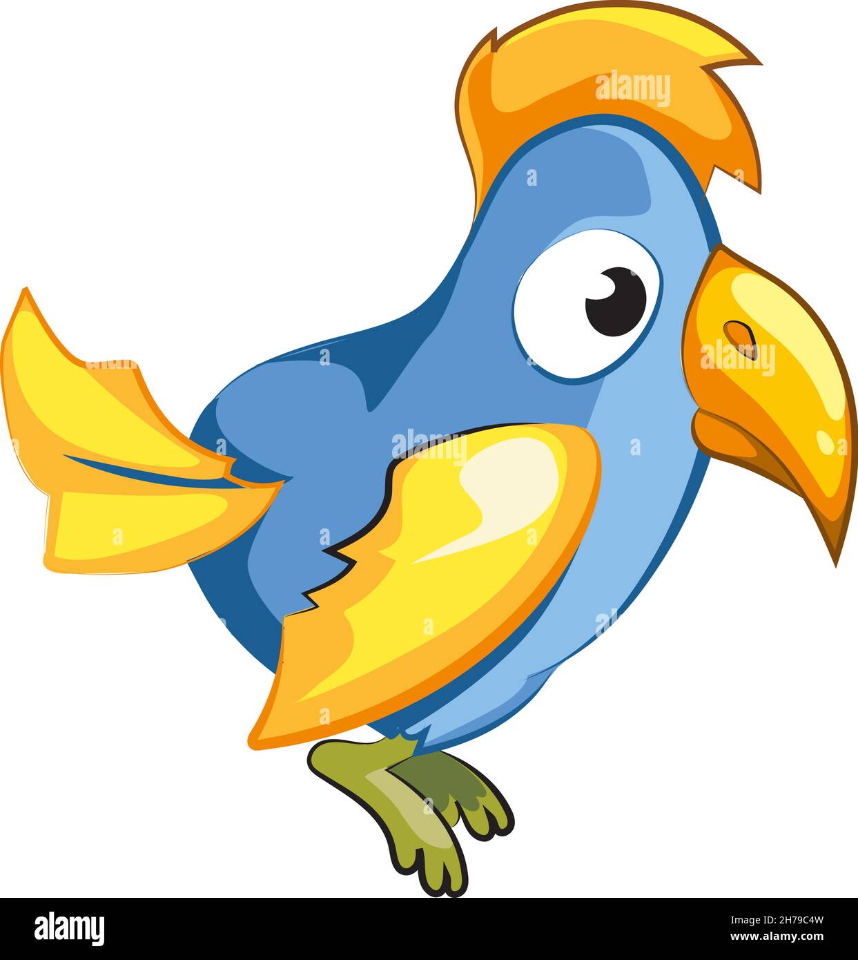 Niedliche Cartoon Papagei. Entzückender blauer Vogel mit flauschiger Haube Stock Vektor