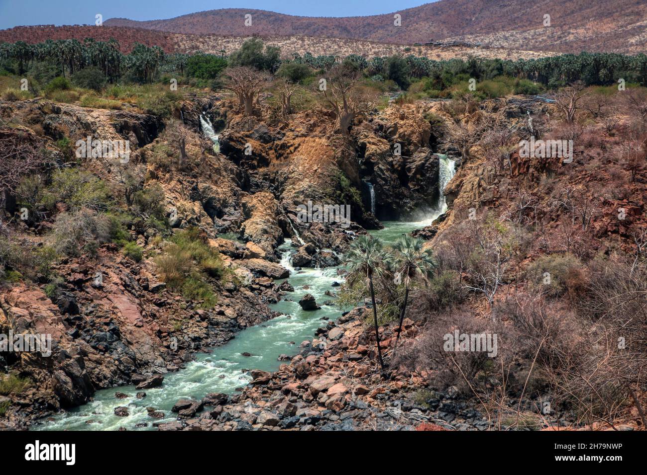 Namibia, Kunene River, Epupa Falls, Angola, Himba, Stamm, Afrika, Reisen, Fotografie Stockfoto