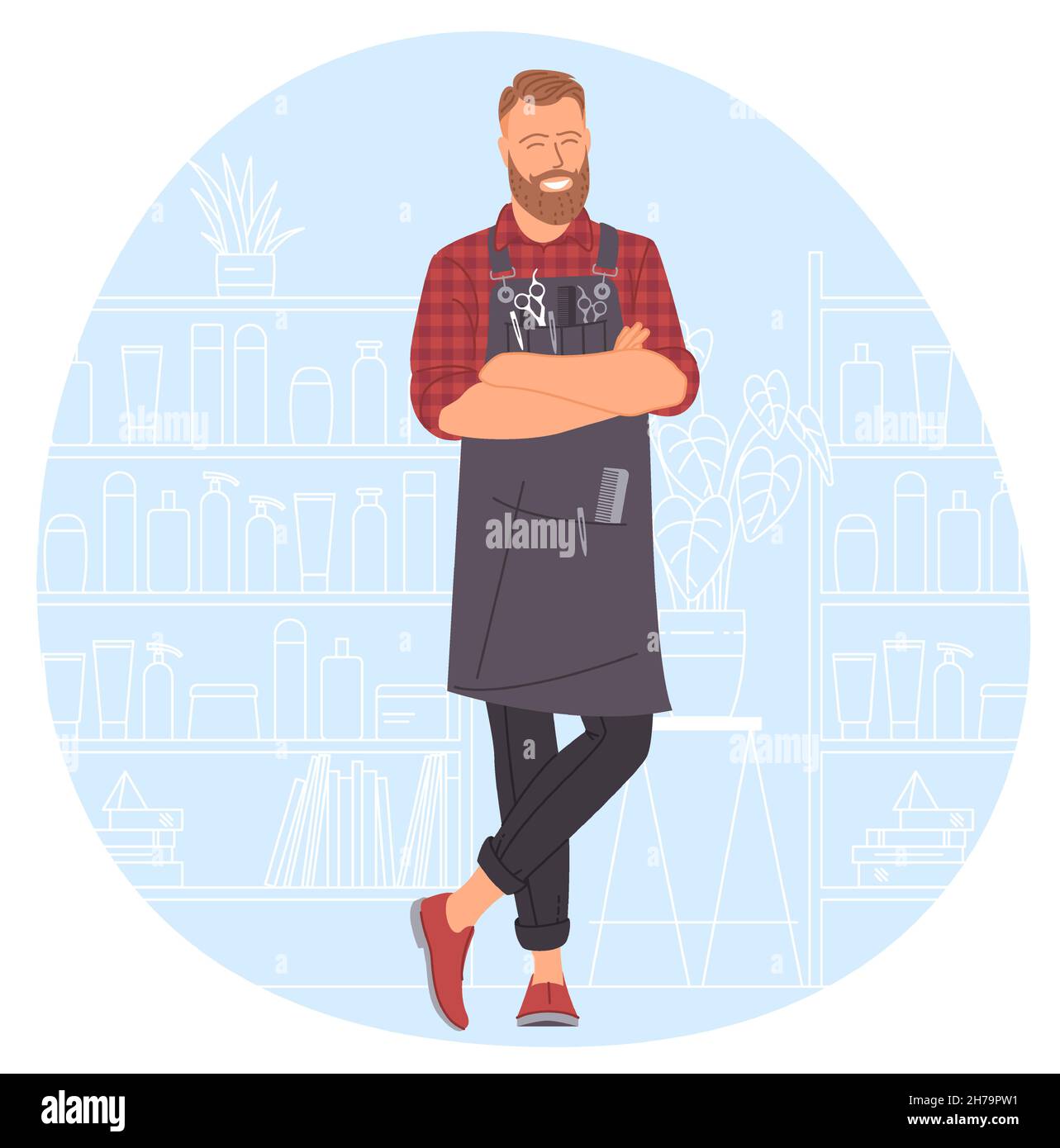 Barbier im Friseursalon. Stock Vektor