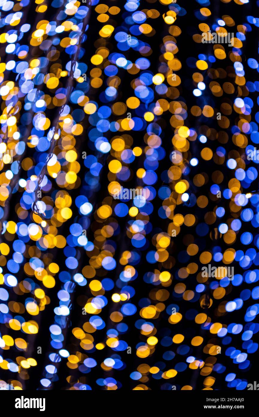 Bokeh, Bokeh-Lichter auf schwarzem Hintergrund, abstrakt verwischen Licht Bokeh Stockfoto