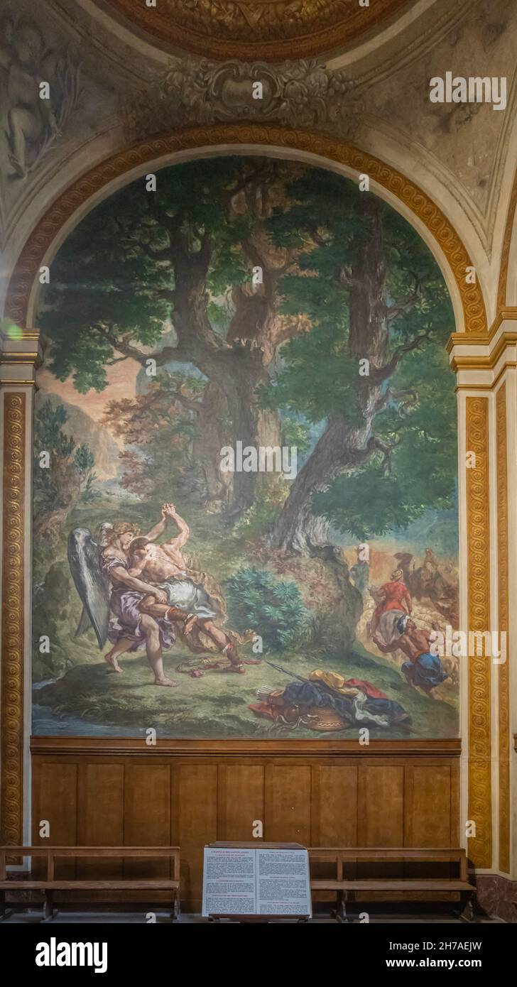 Paris, Frankreich - 11 13 2021: Saint-Germain-des-Pres. Blick in die Kirche Saint-Sulpice Stockfoto