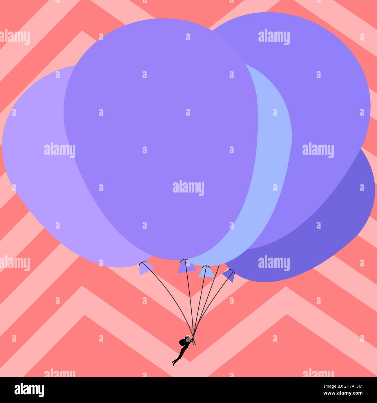 Mann Hält Ballons Zeichnung Fliegen Herum. Bunte Ballons Mit Gestreiftem Hintergrund. Stock Vektor