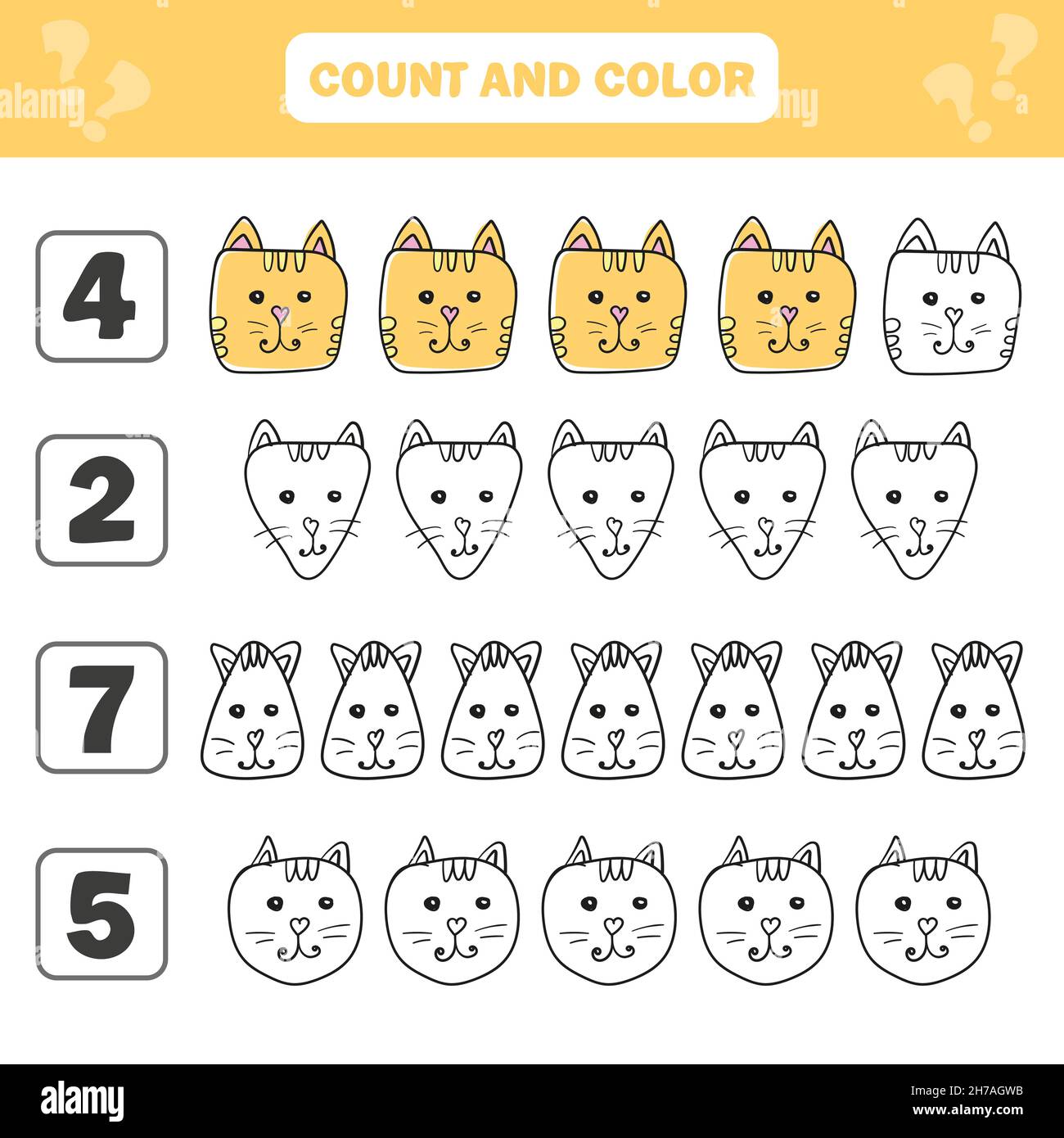 Zählen und Farbe Spiel für Kinder im Vorschulalter - nette Katzen