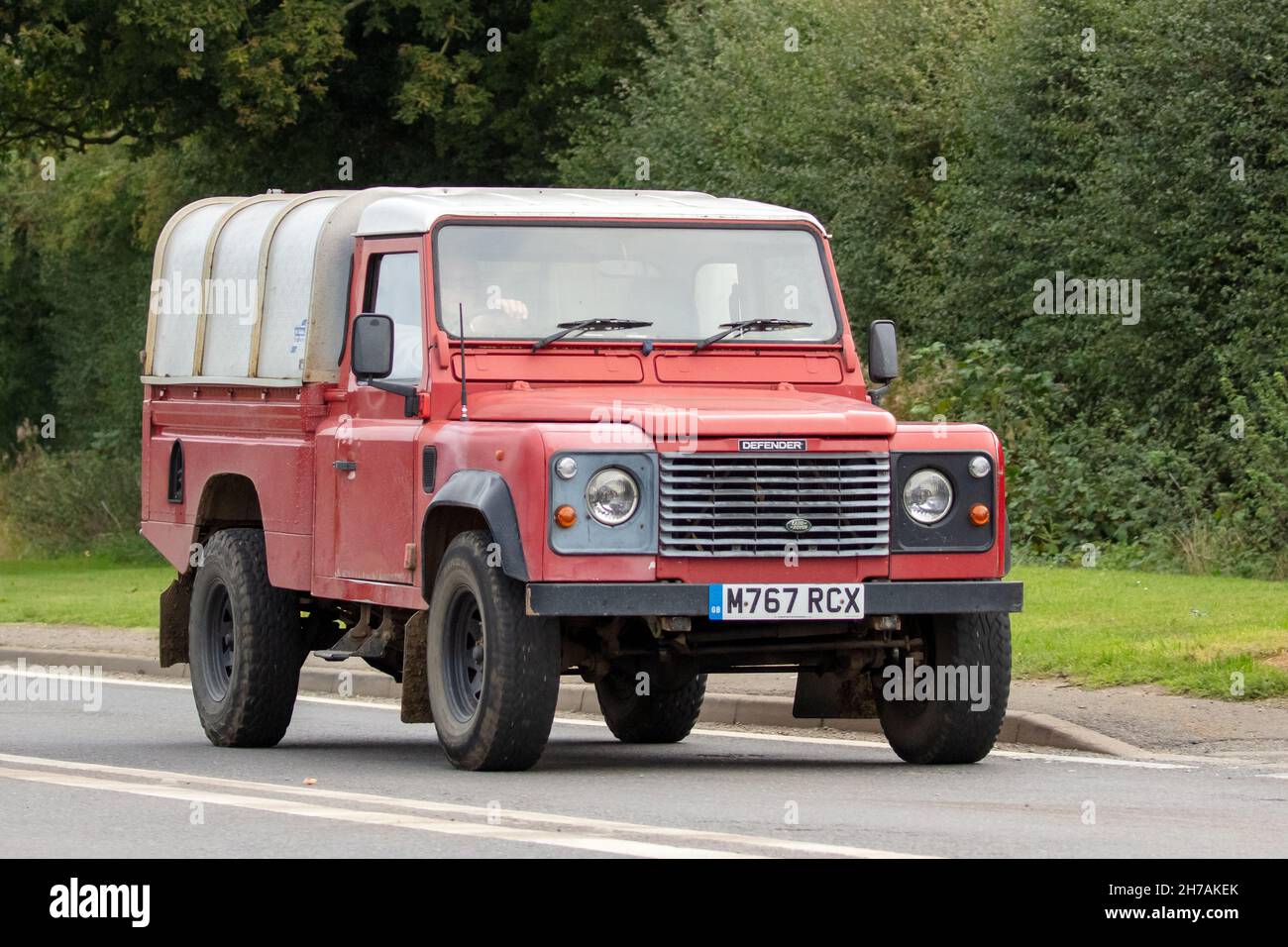 1994 rotes Land Rover Oldtimer Stockfoto