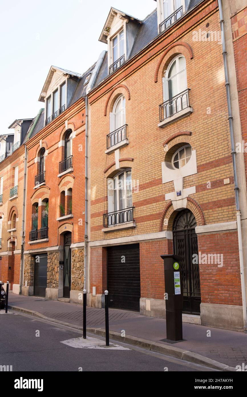 FRANCE HAUT-DE-SEINE (92100) BOULOGNE-BILLANCOURT, HAUS (1924) DES ARCHITEKTEN ALBERT BERNET (1883-1962) IN DER BARTHOLDI STRASSE 3-7 Stockfoto