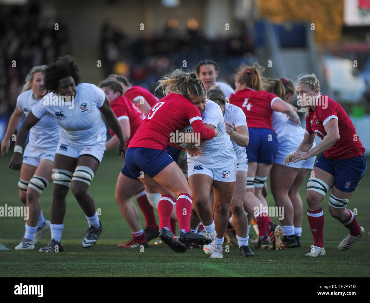 Während des Womens International Rugby-Spiels zwischen England und den USA im Sixways Stadium in Worcester, England Karl W Newton/Sports Press Photo Stockfoto