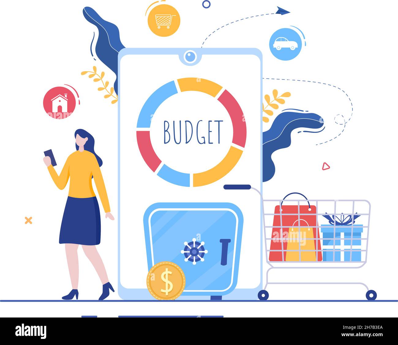 Budget Financial Analyst to Managing or Planning Spending Money at Checklist on Clipboard, Calculator and Calendar Background Vector Illustration Stock Vektor