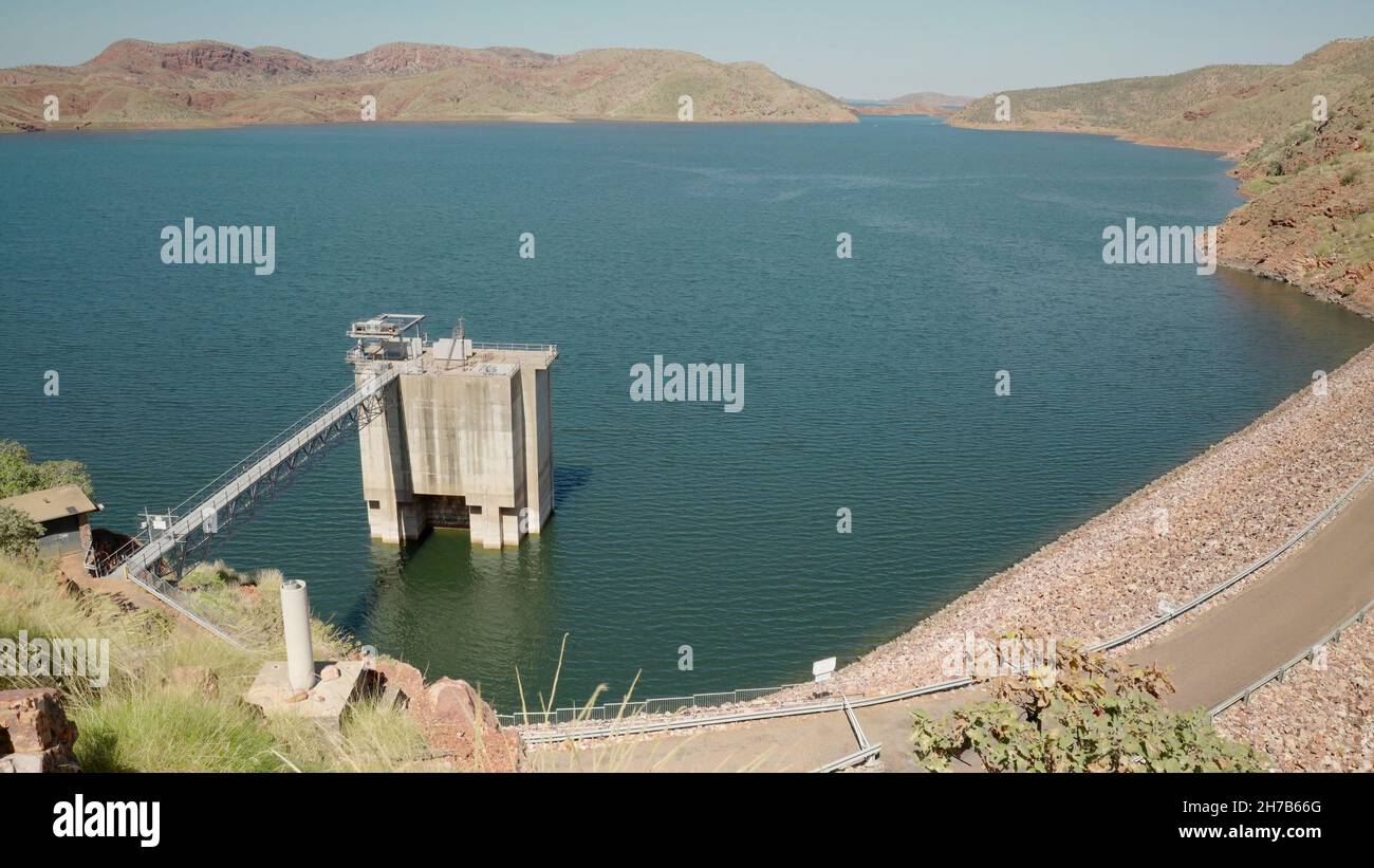 lake argyle Staudamm Einlassturm in der Nähe von kununurra Stockfoto