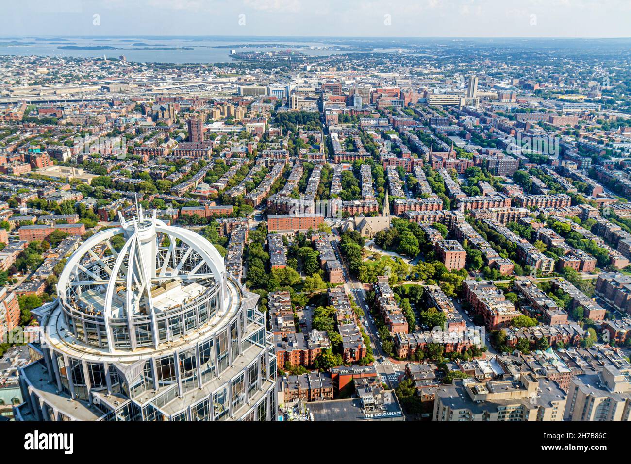 Boston Massachusetts, Prudential Center, Skywalk Observatory, Luftaufnahme von oben, 111 Huntington Avenue, Wolkenkratzergebäude South Boston End Stockfoto