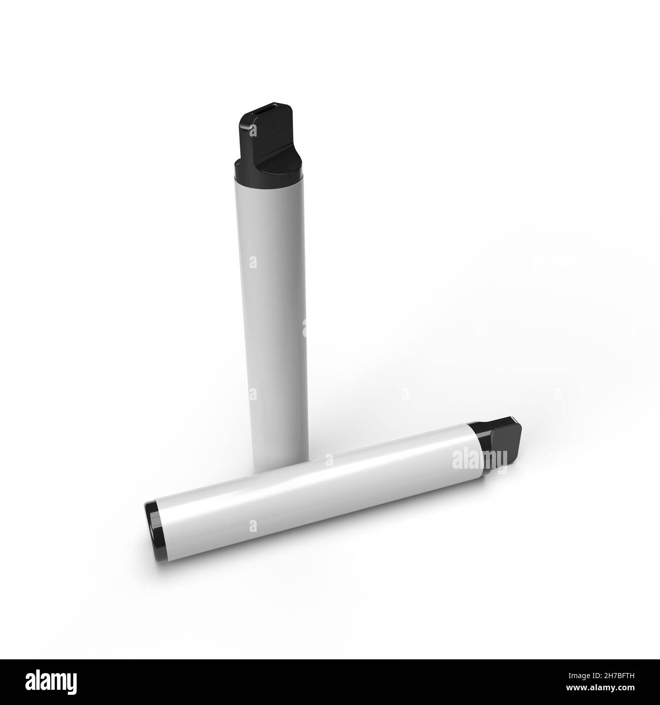 Realistische Einweg-Vape Pen Elektronische Zigarette isoliert auf weißem Hintergrund für Modelle und Illustrationen. 3D Darstellung rendern Stockfoto