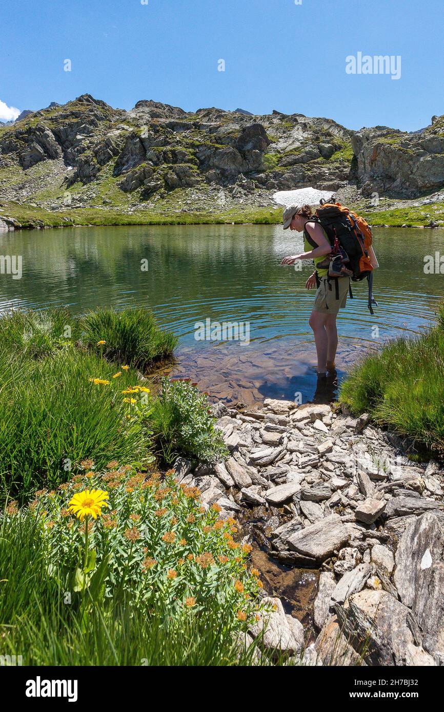 ALPES DE HAUTE-PROVENCE, 04, UBAYE VALLEY, SAINT-PAUL-SUR-UBAYE MALJASSET, LONGET PASS, BES LAKE, ITALIENISCHE ALPEN Stockfoto