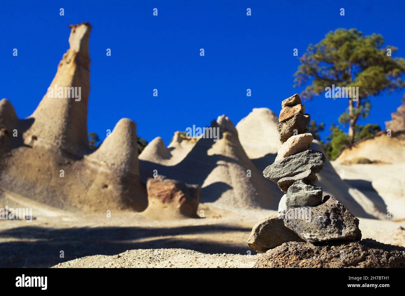 SPANIEN, KANARISCHE INSELN, TENERIFFA, DIE MONDLANDSCHAFT IM NATIONALPARK TEIDE Stockfoto