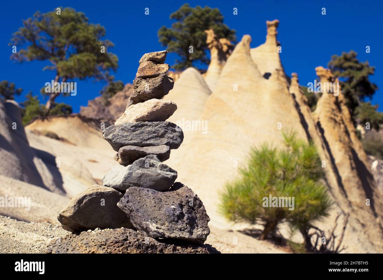 SPANIEN, KANARISCHE INSELN, TENERIFFA, DIE MONDLANDSCHAFT IM NATIONALPARK TEIDE Stockfoto