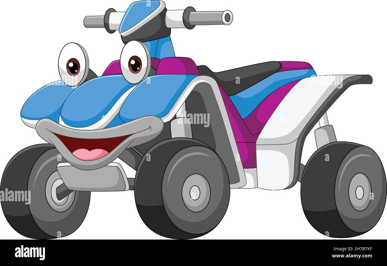 Cartoon lächelndes ATV Fahrrad Maskottchen Stock Vektor