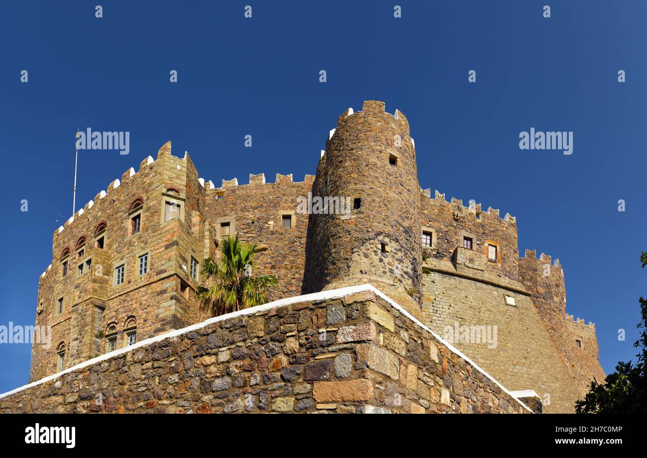 GRIECHENLAND, PATMOS, CHORA, KLOSTER AGIOS IOANNIS THEOLOGOS, UNESCO-WELTKULTURERBE, PATMOS Stockfoto