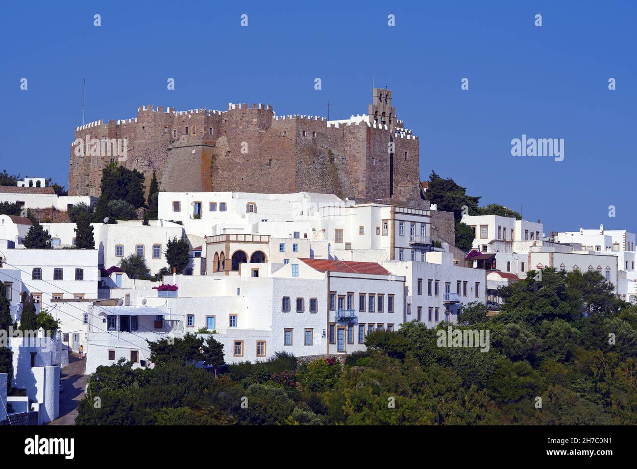 GRIECHENLAND, PATMOS, CHORA, KLOSTER AGIOS IOANNIS THEOLOGOS, UNESCO-WELTKULTURERBE, PATMOS Stockfoto