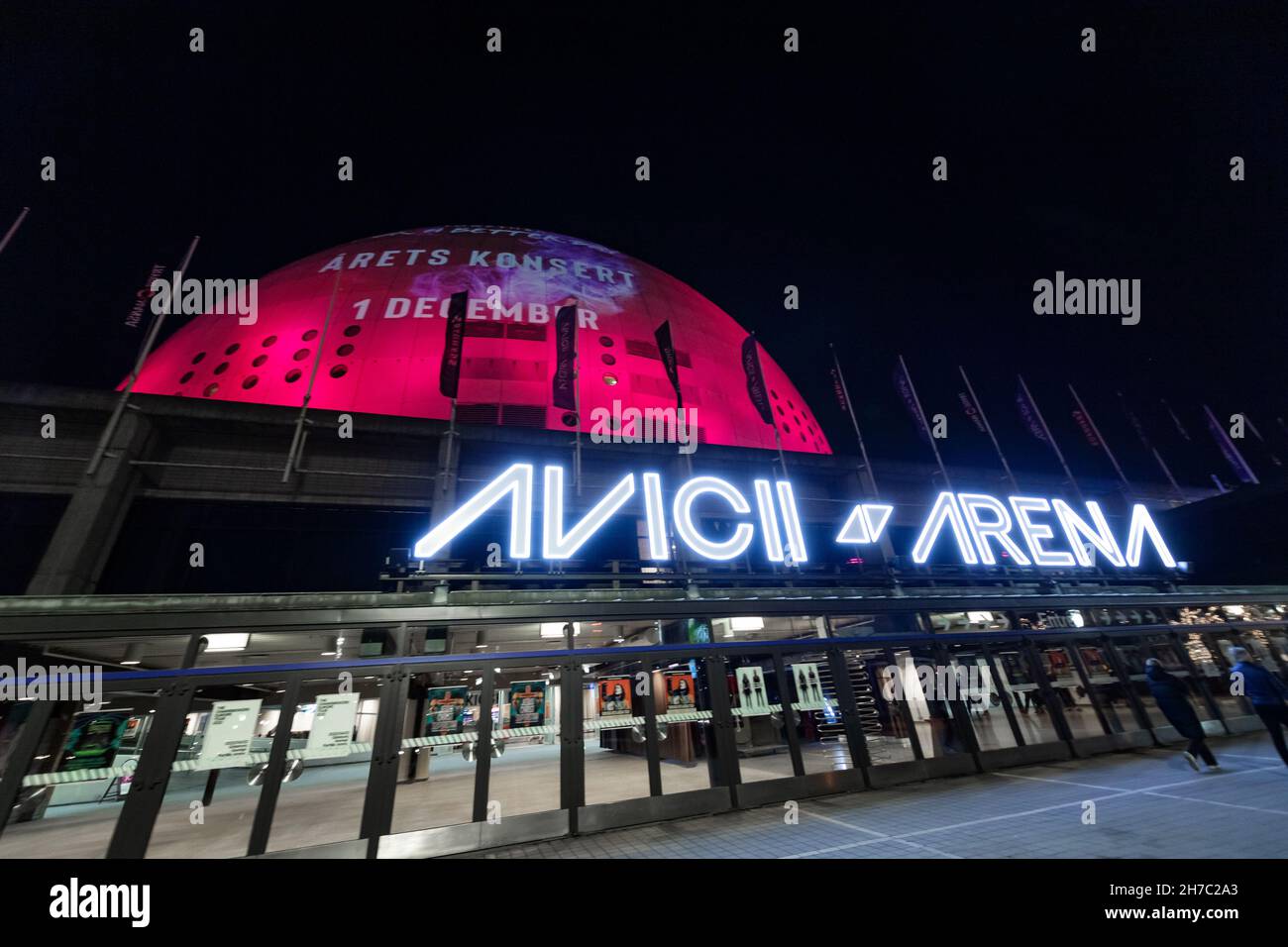 Avicii Arena, ursprünglich bekannt als Stockholm Globe Arena und dann Ericsson Globe Arena, ist das größte sphärische Gebäude der Welt Foto: Stina Stjernkv Stockfoto