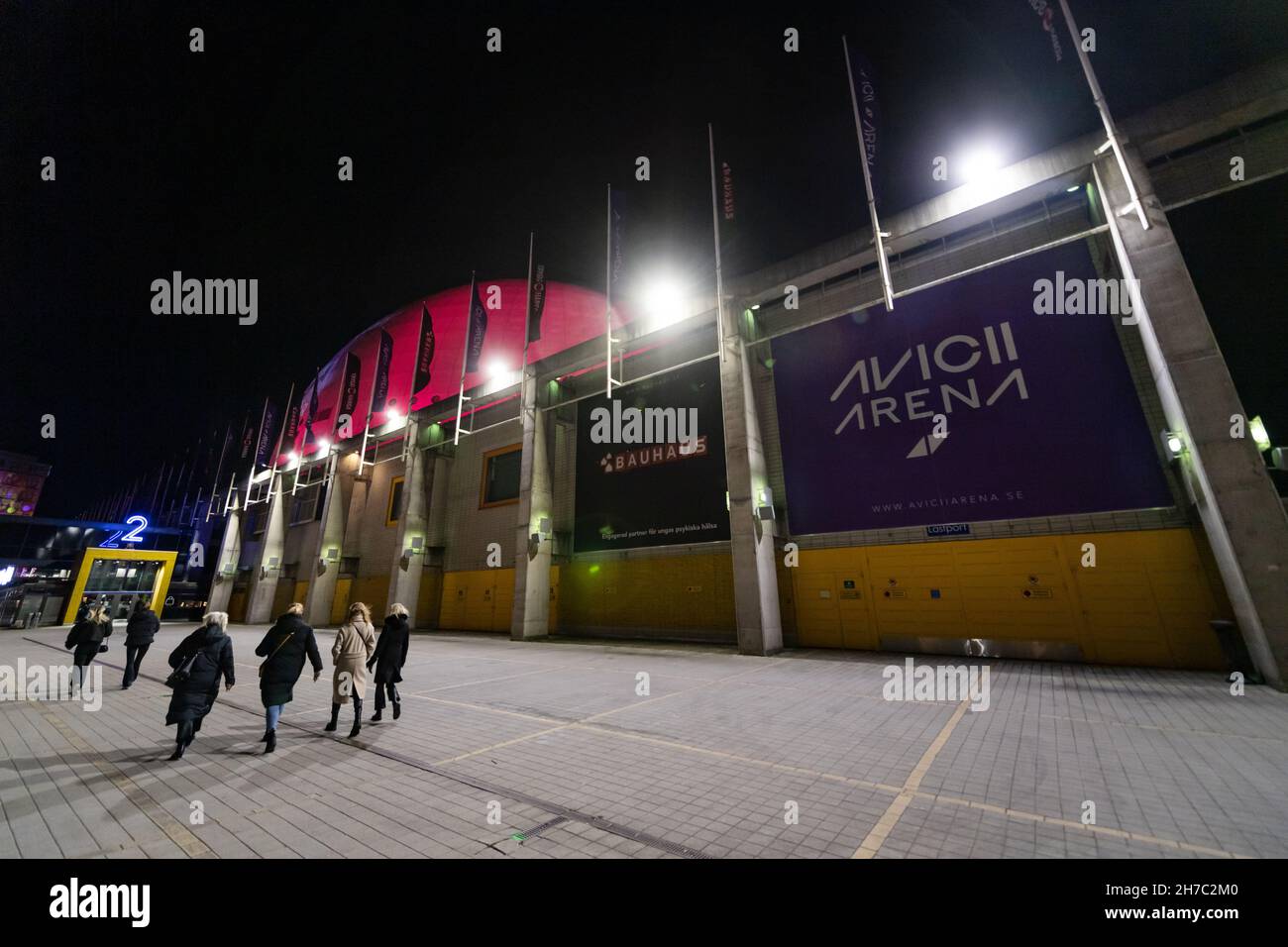 Avicii Arena, ursprünglich bekannt als Stockholm Globe Arena und dann Ericsson Globe Arena, ist das größte sphärische Gebäude der Welt Foto: Stina Stjernkv Stockfoto