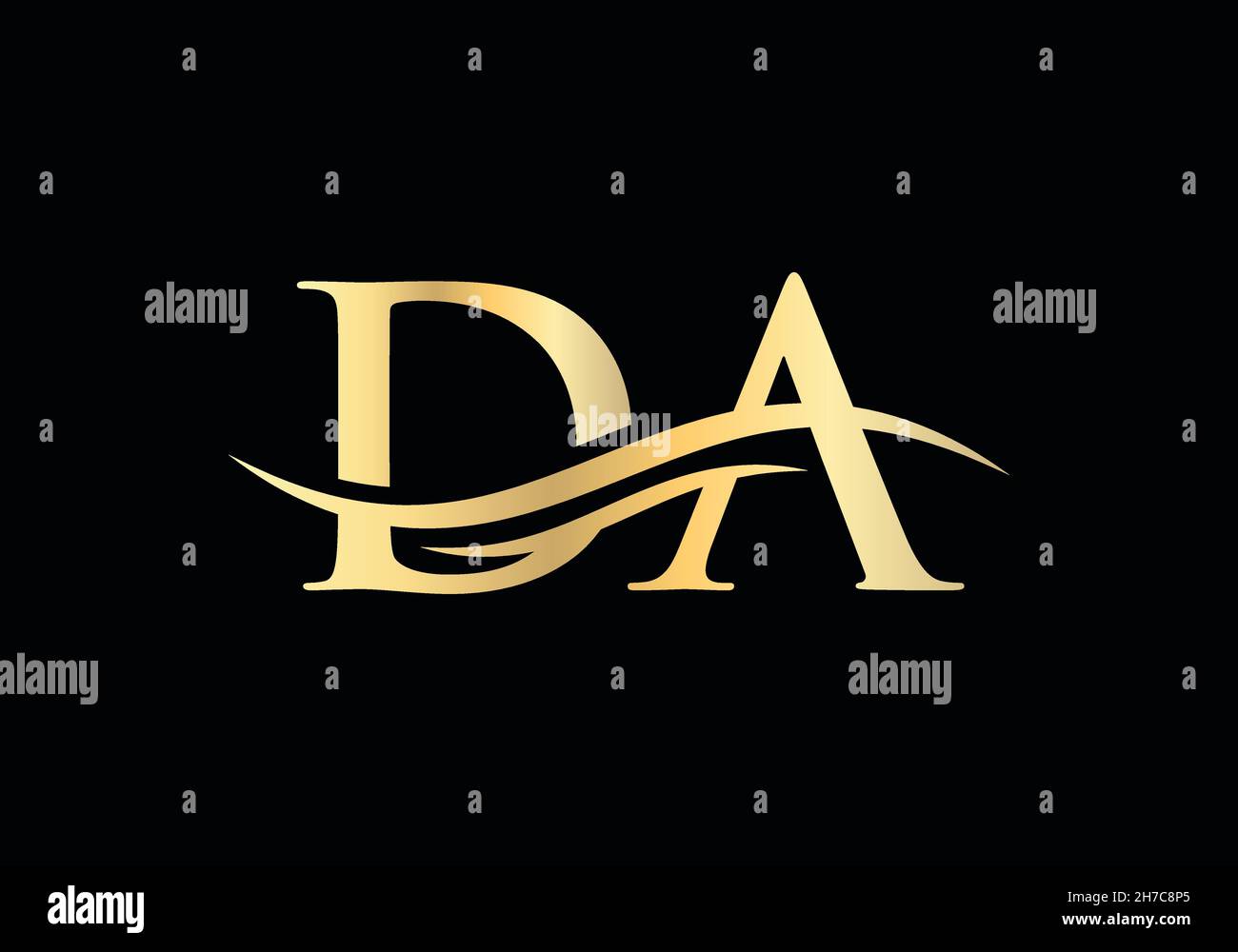 DA Logo Design Ursprünglicher da Buchstabe Logovektor Swoosh Logo mit