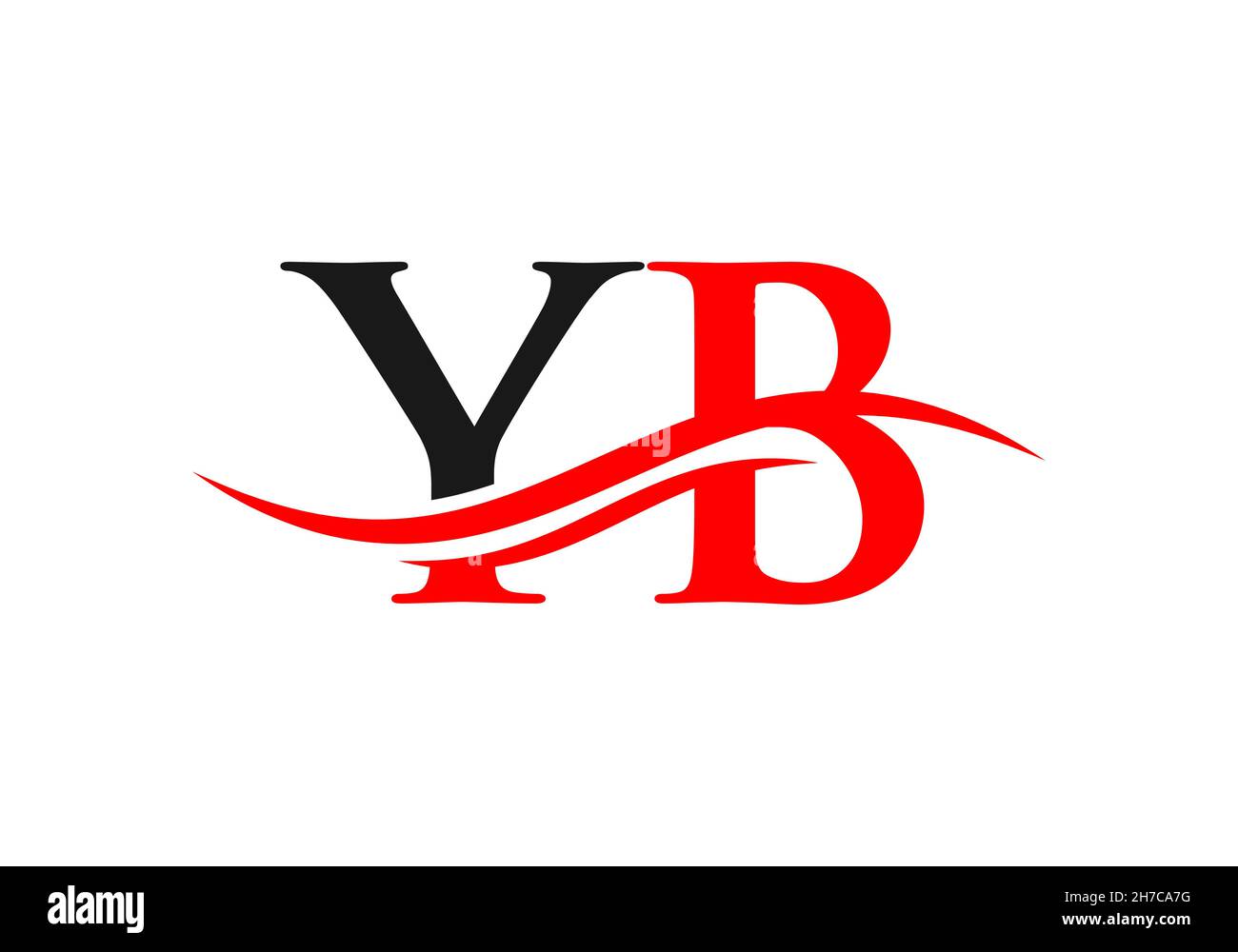 Wasserwellen-YB-Logo-Vektor. Swoosh Buchstabe YB Logo Design für Geschäfts- und Firmenidentität Stock Vektor