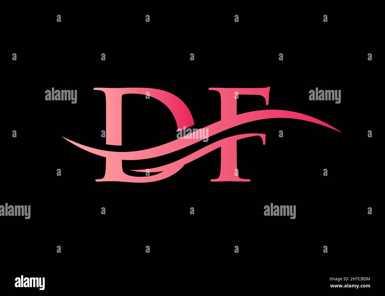 Wasserwellen-DF-Logo-Vektor. Swoosh Letter DF Logo Design für Geschäfts- und Firmenidentität Stock Vektor