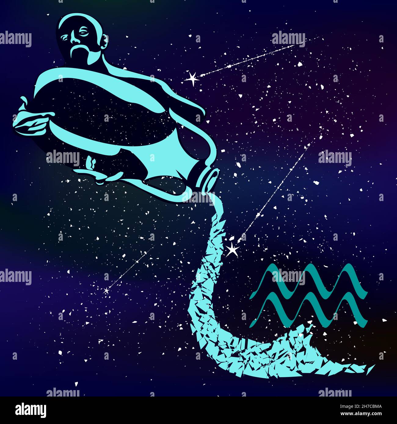 Einzigartiges aquarius Tierkreis Design und Illustration. Tierkreis Vektor Silhouette Design. Druckbare eps 10 Design. Stock Vektor