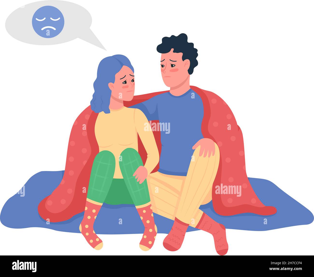 Paar reden über Sorgen semi flache Farbe Vektor-Zeichen Stock Vektor