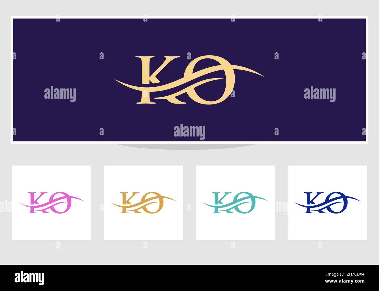 KO-Logo-Design. Ursprünglicher Vektor des KO-Buchstabens. Logo „Swoosh ...