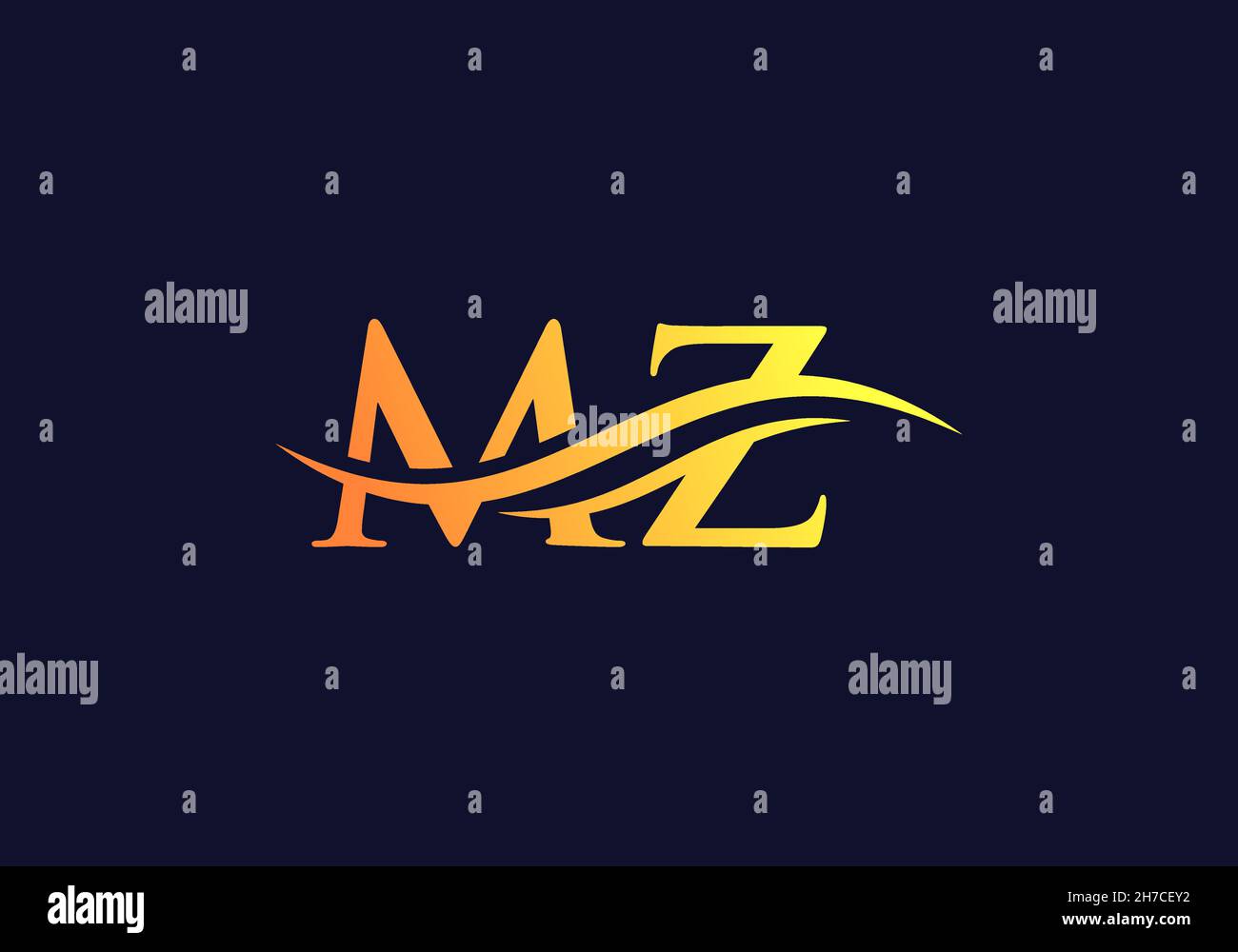 MZ Logo Design Vektor. MZ-Logo mit Swoosh-Schriftzug. Ursprüngliche MZ ...