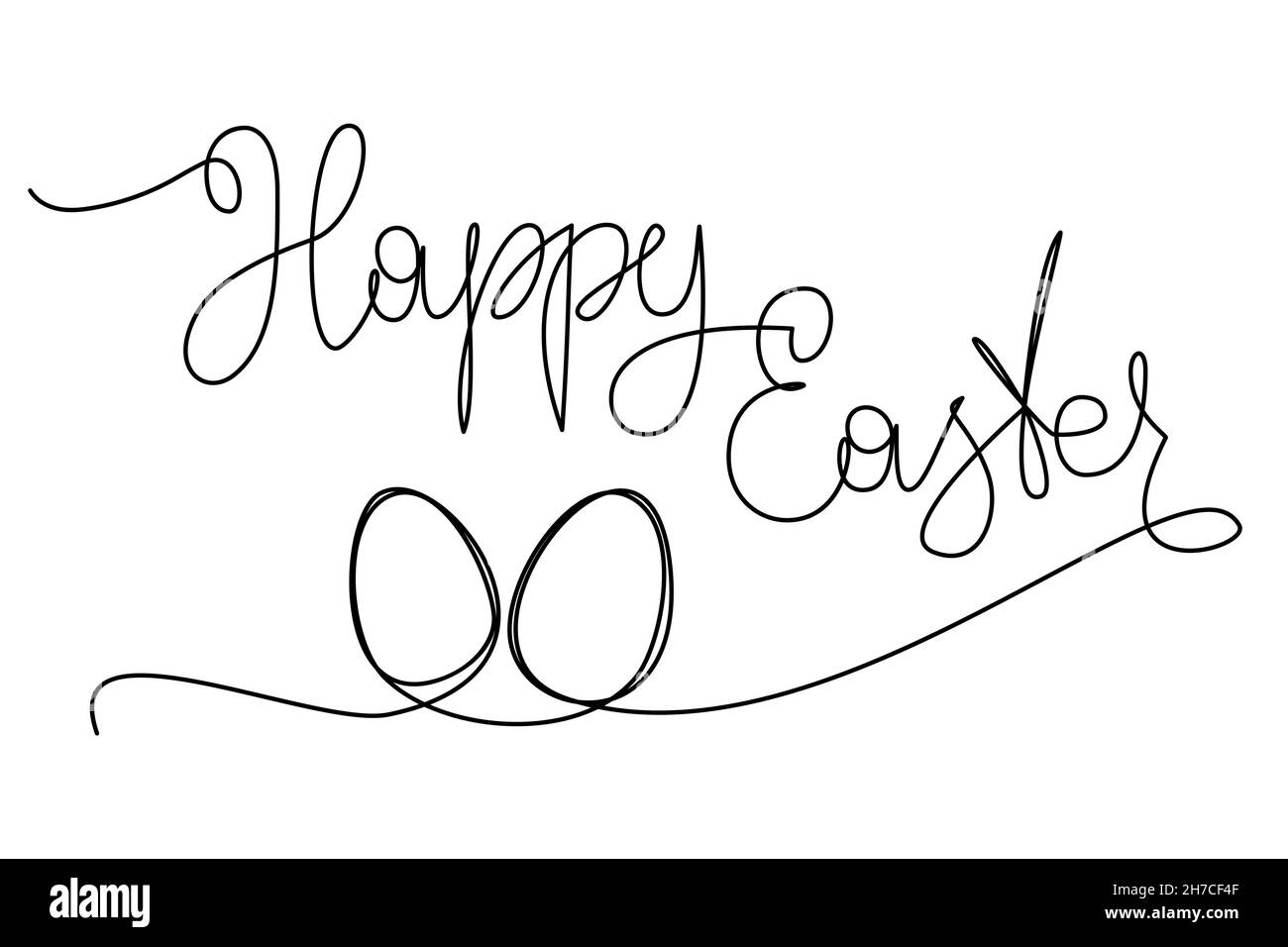 Ostereier kontinuierliche eine Linie Zeichnung. Minimalistische Vektorgrafik. Stock Vektor