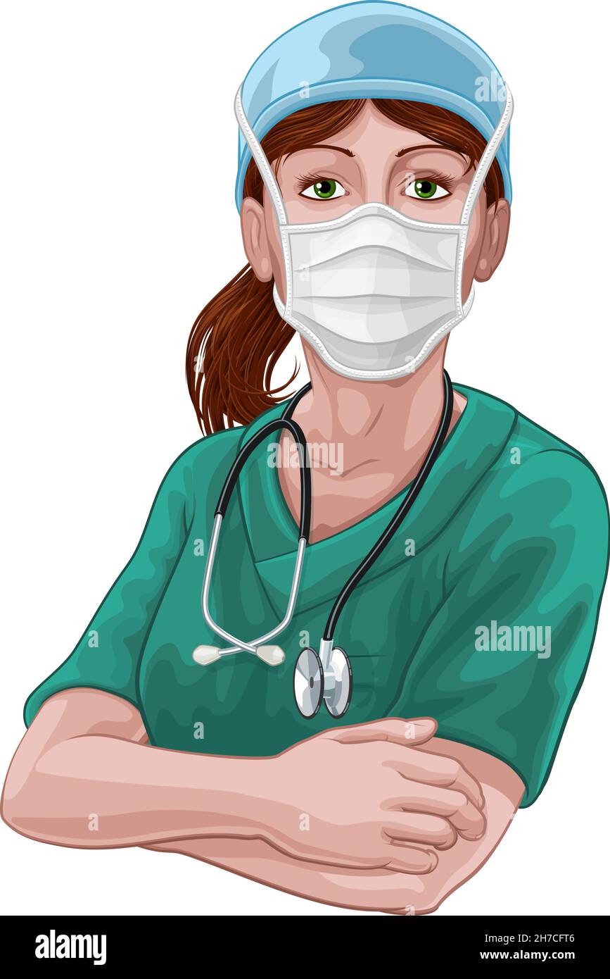 Arzt oder Krankenschwester Frau in Medical Scrubs Unibfrom Stock Vektor