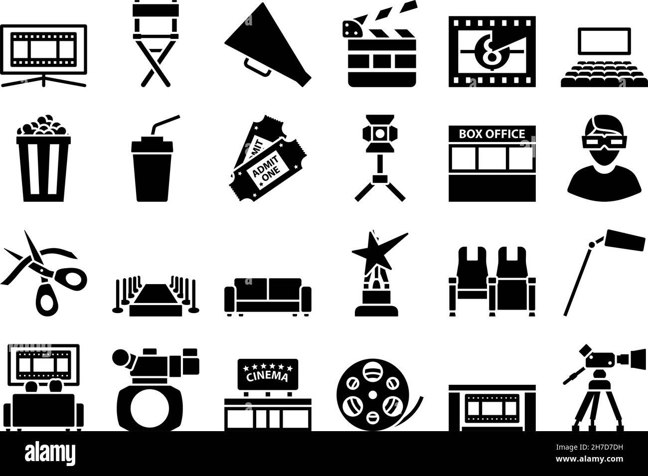 Cinema Icon Set. Vollständig editierbare Vektorgrafik. Text erweitert. Stock Vektor