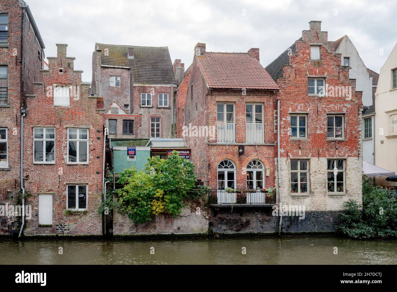Historische Häuser entlang der Leie Gent/Belgien Stockfoto