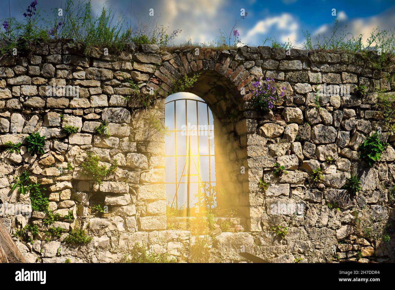 Landschaft mit den Ruinen der Anakopischen Festung. Neuer Athos, Abchasien. Stockfoto