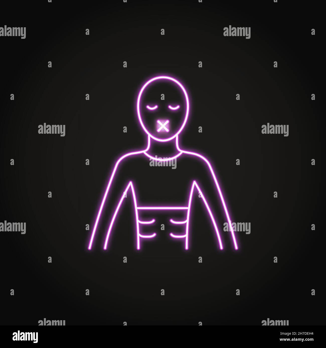 Neon Anorexia Ikone im Line Style. Symbol für Essstörung. Vektorgrafik. Stock Vektor