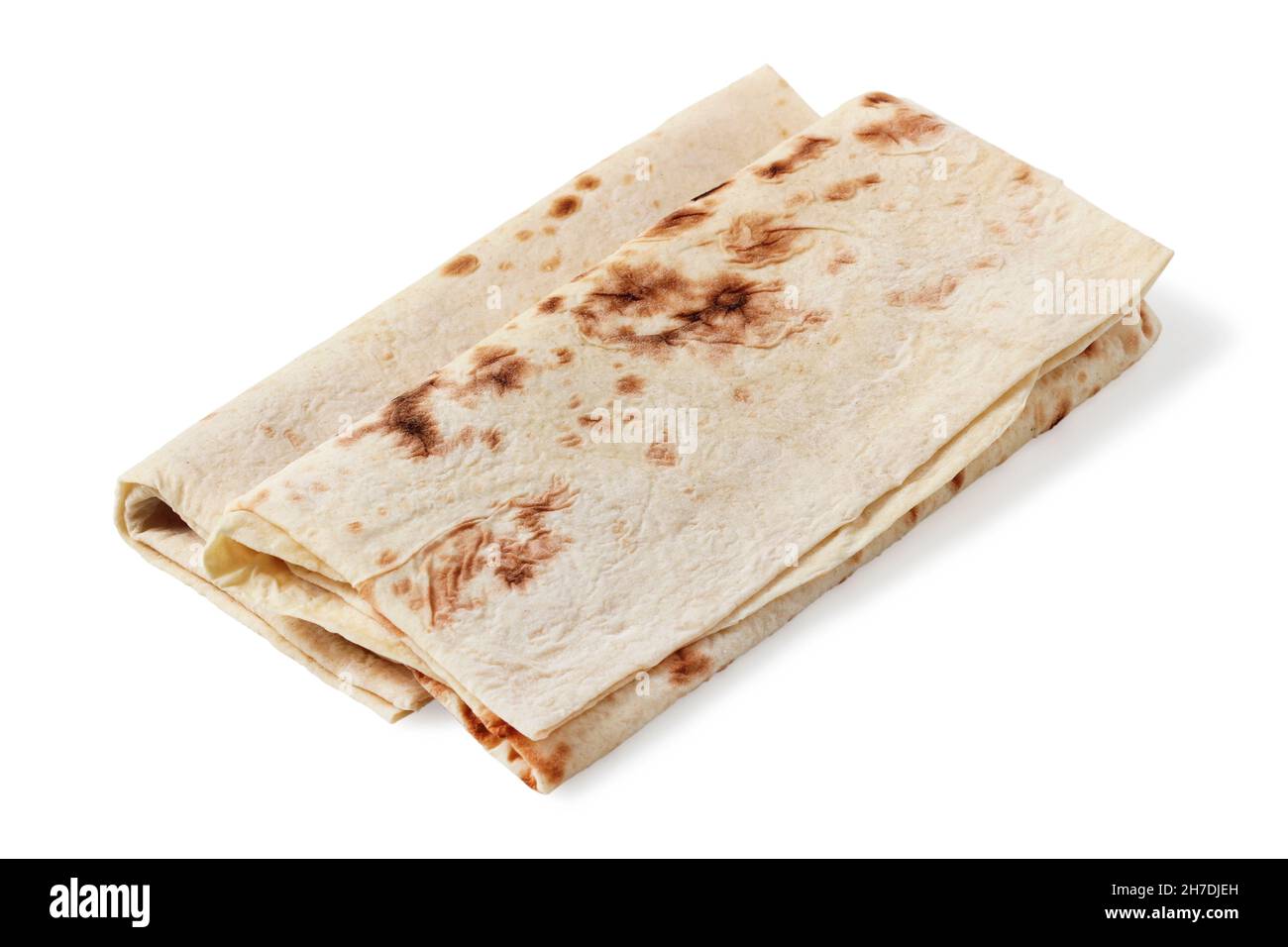 Lavash für Shawarma isoliert auf weißem Hintergrund Stockfoto