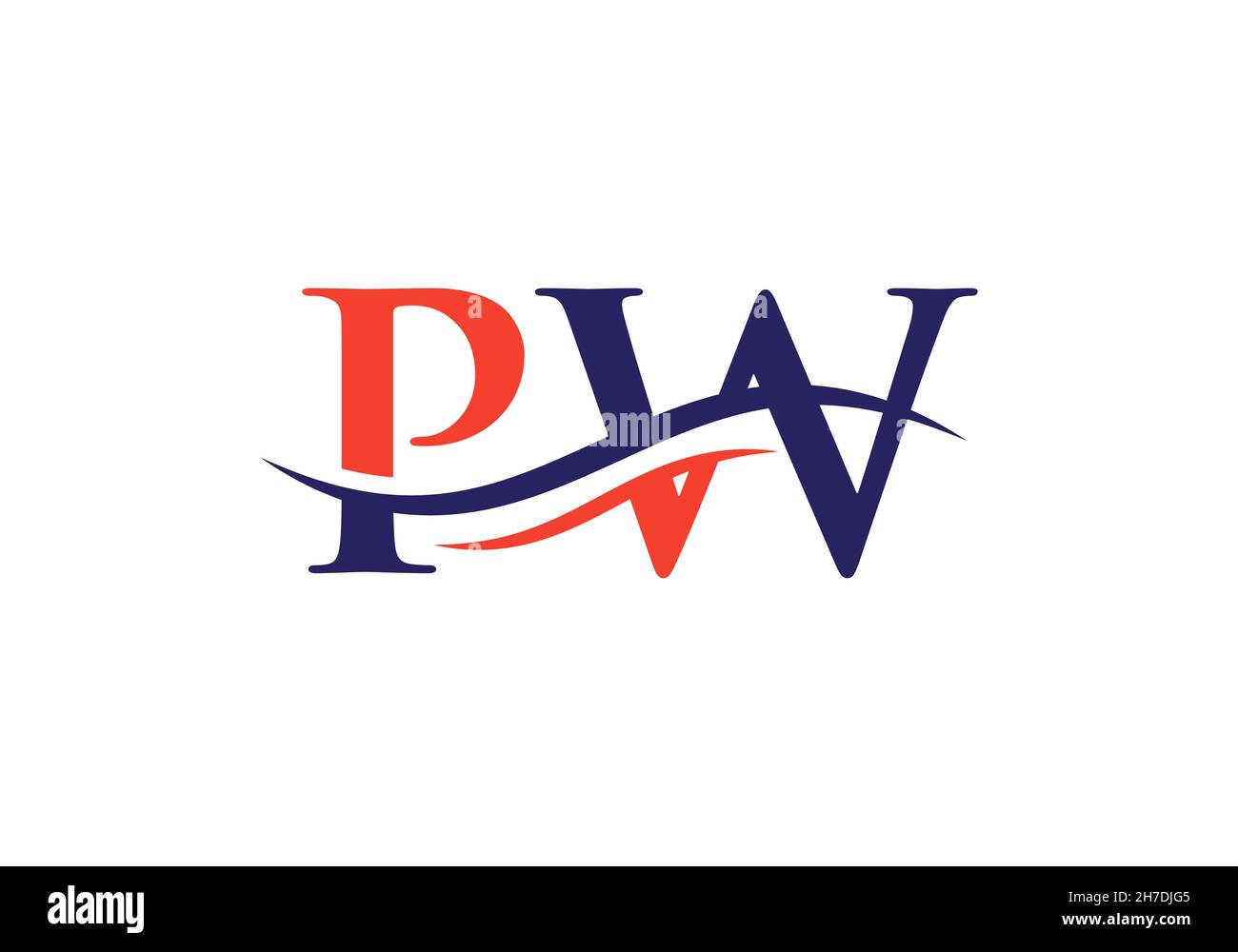 Logo mit PW-Schriftzug. Ursprüngliche Vorlage für das Design von Geschäftslogos mit PW-Schreiben Stock Vektor