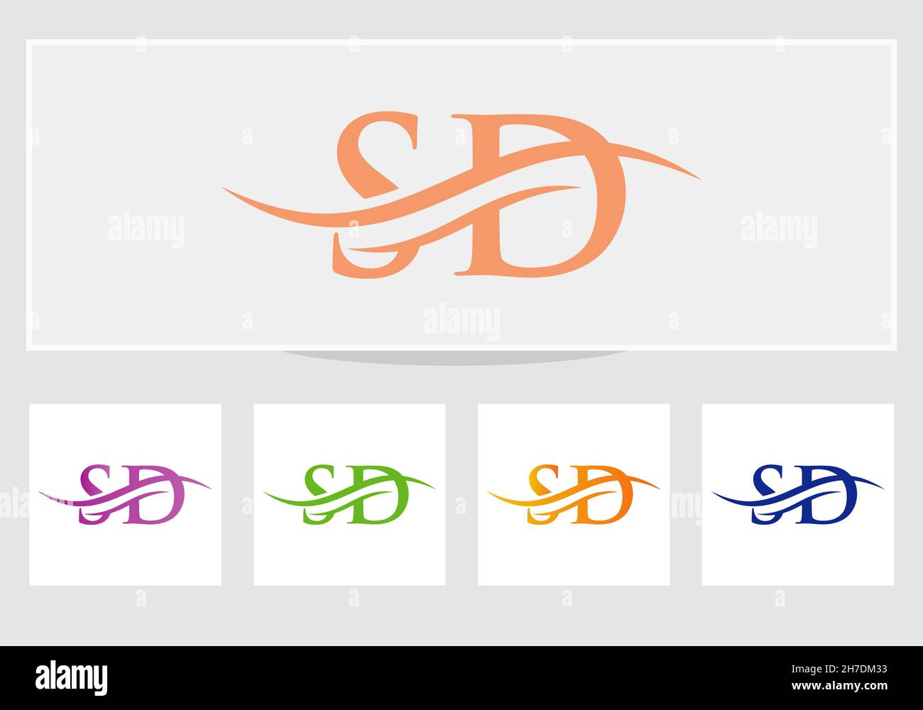 Swoosh Letter SD Logo Design für Geschäfts- und Firmenidentität. Water Wave SD Logo mit modernem Trendy Stock Vektor