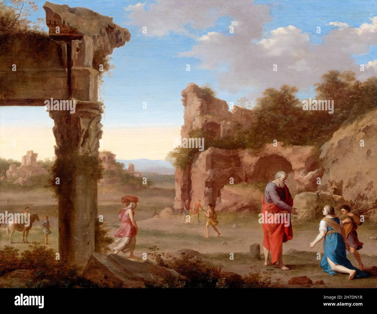 Cornelis van Poelenburgh, Gemälde,der Prophet Elijah und die Witwe von Zarephath, um 1630 Stockfoto