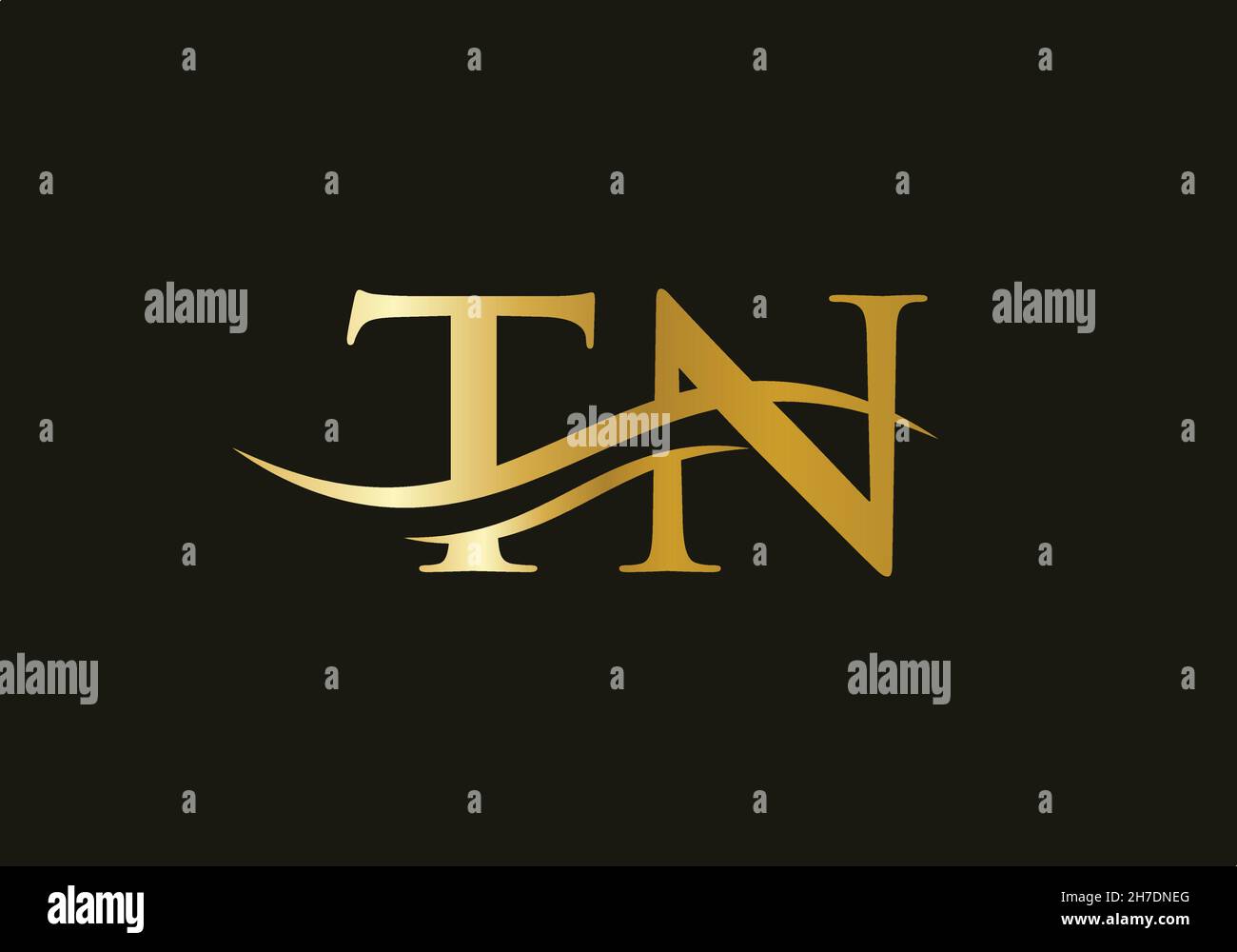 TN-Logo-Design. Premium Letter TN Logo Design mit Wasserwellenkonzept Stock Vektor