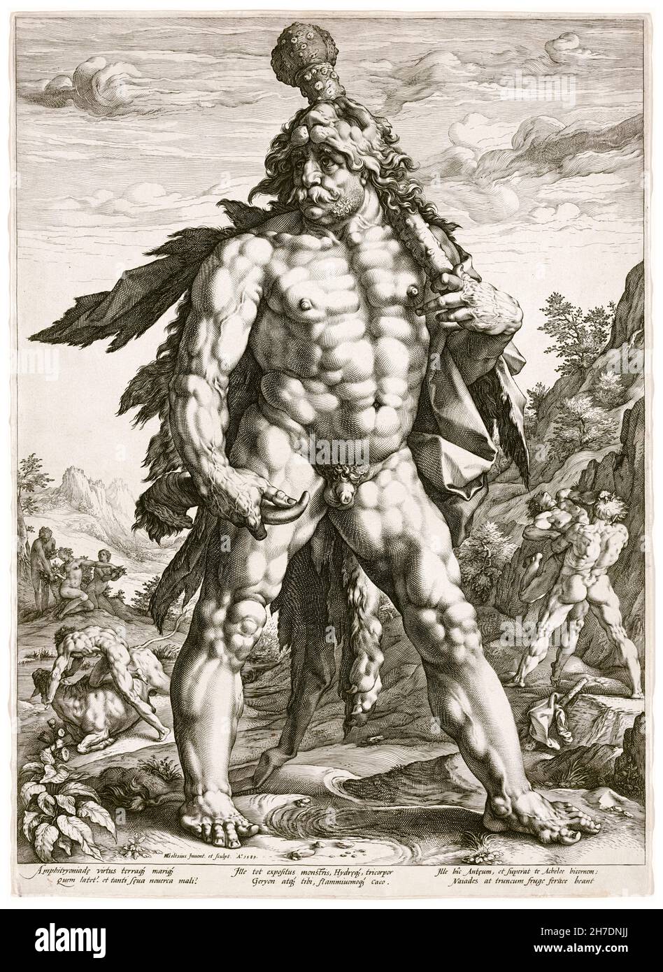 Der große Herkules, Stich von Hendrik Goltzius, 1589 Stockfoto