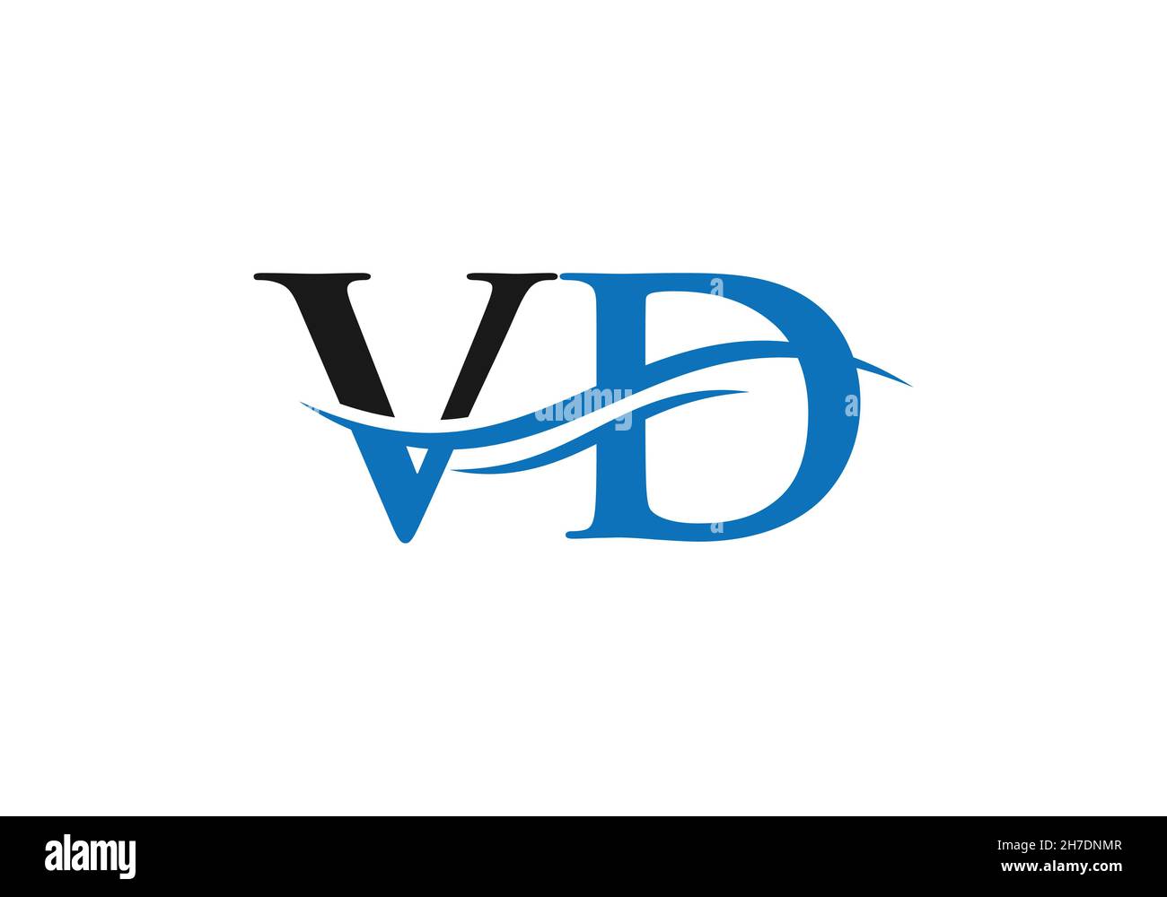 Swoosh Letter VD Logo Design für Geschäfts- und Firmenidentität. Water Wave VD Logo mit modernem Trend Stock Vektor