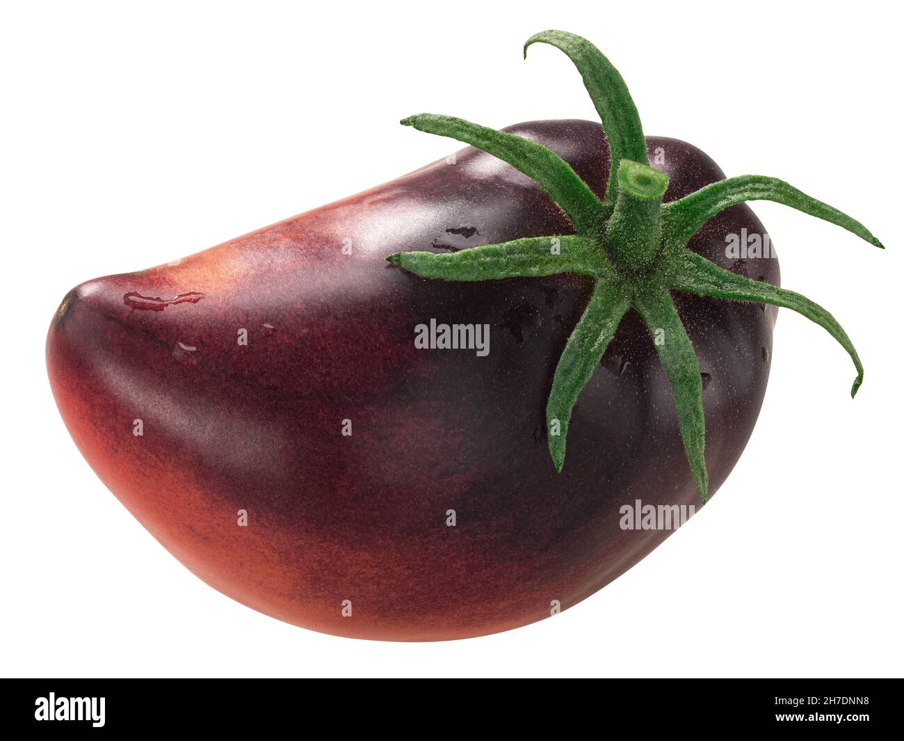 Tomate von Sgt Pepper (Solanum lycopersicum fruit) isoliert Stockfoto