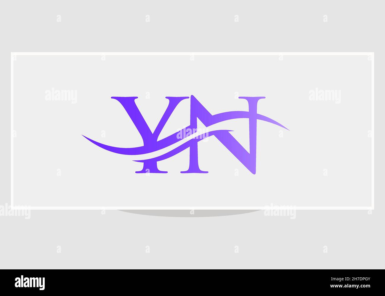 DESIGNER-Vektor FÜR DAS YN-Logo. Swoosh YN-Logo mit Schriftzug. Ursprüngliche Vorlage für das mit Buchstaben verknüpfte Logo Stock Vektor