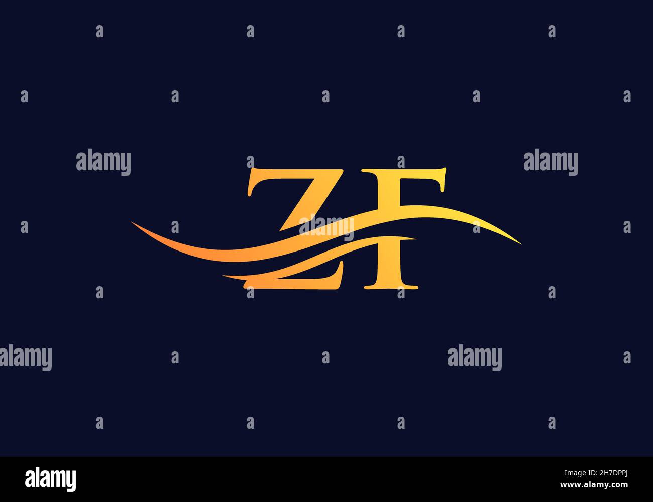 Wasserwellen-ZF-Logo-Vektor. Swoosh Buchstabe ZF Logo Design für Geschäfts- und Firmenidentität Stock Vektor
