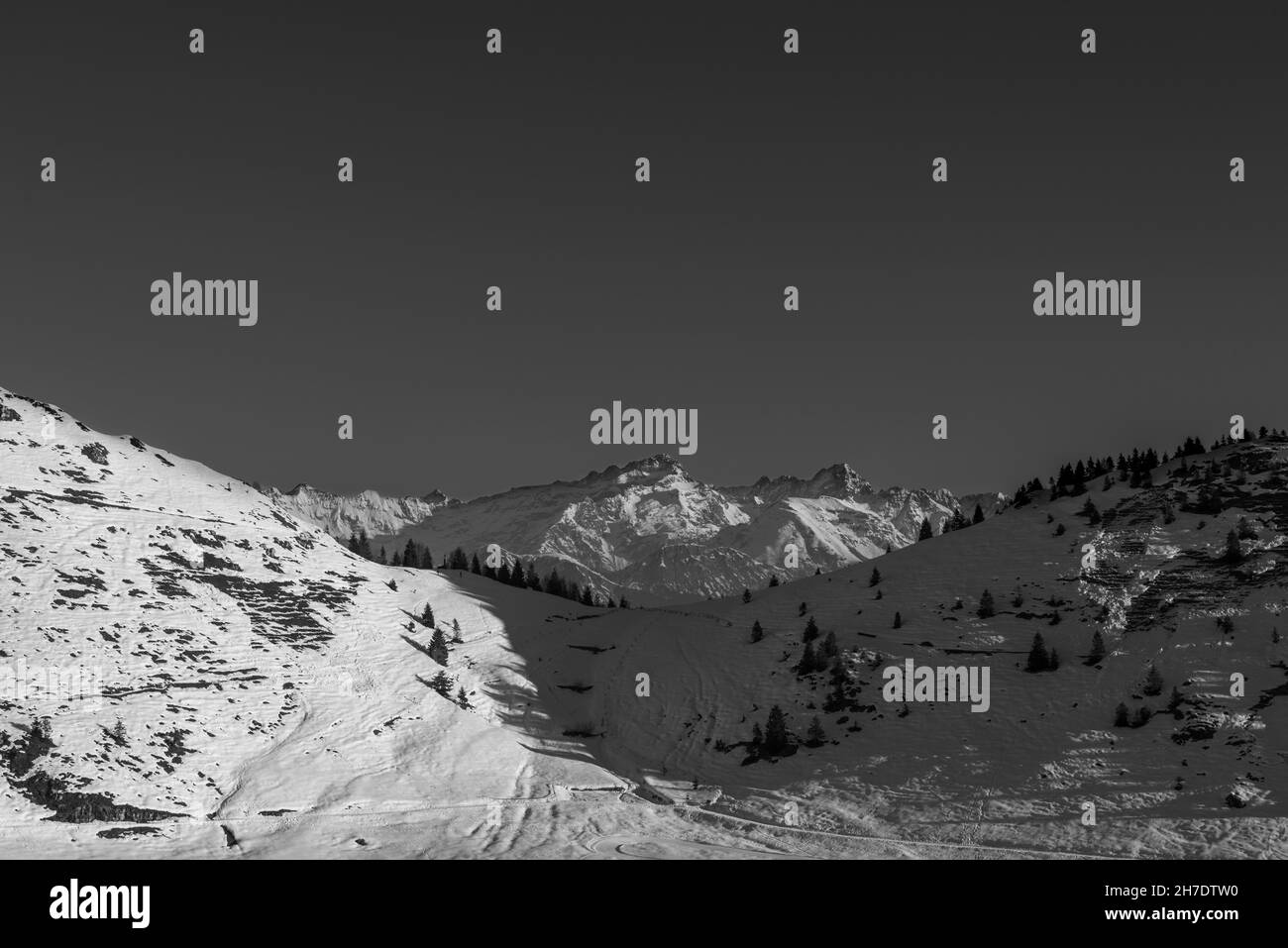 Verschneite Berglandschaft Stockfoto